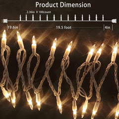 21feet total light length with 100 mini clear bulbs