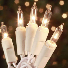 HISHINY Christmas Lights 100 count mini clear bulbs on white wire