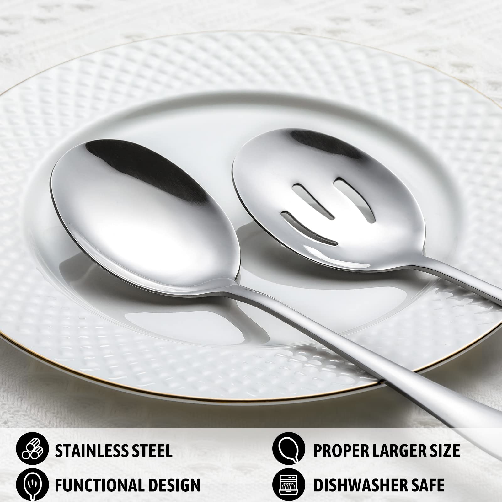 Hiware 8.6 inch serving spoons length with 2.9 by 2.1 inch bowl