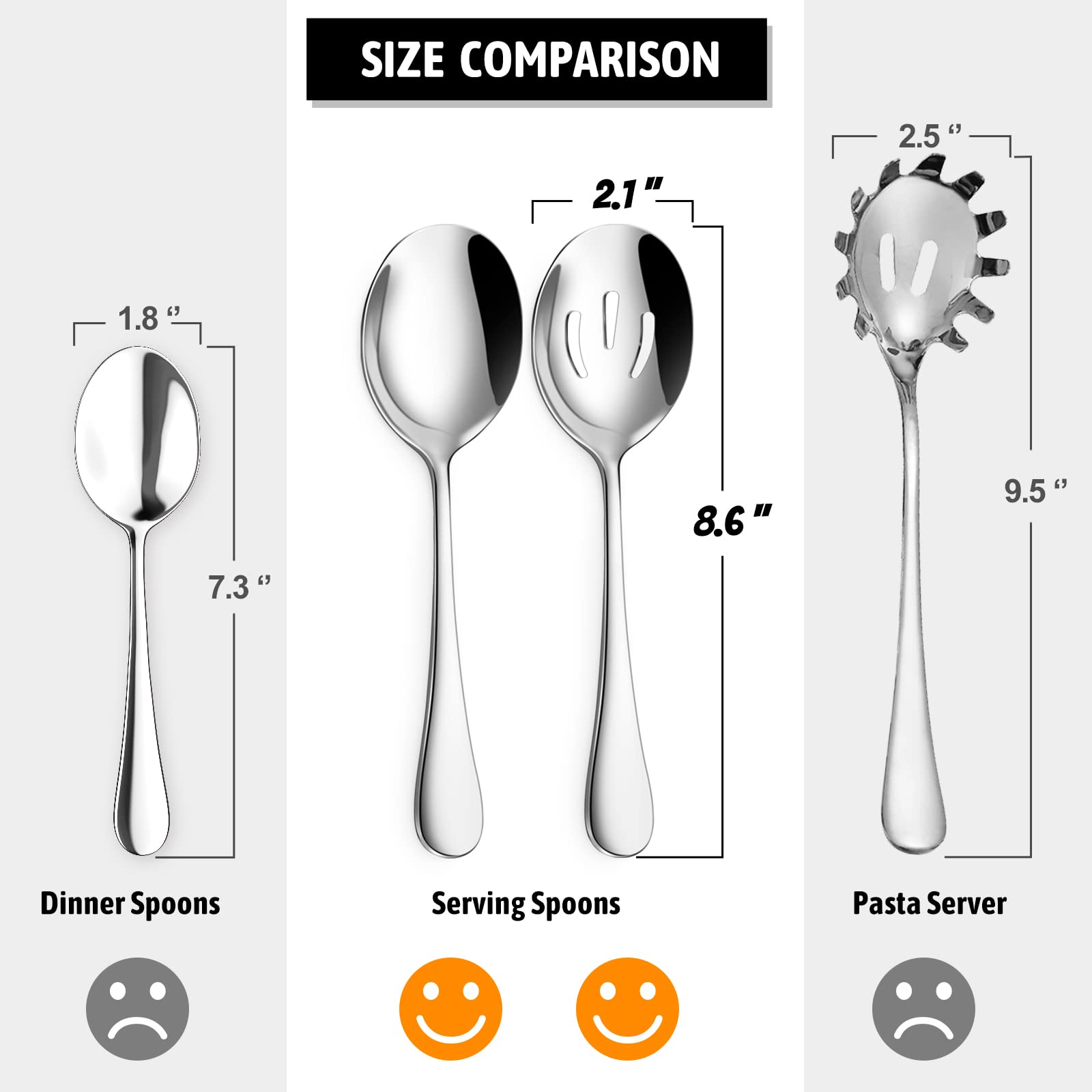 Hiware 18/8 stainless steel serving utensils mirror polished finish