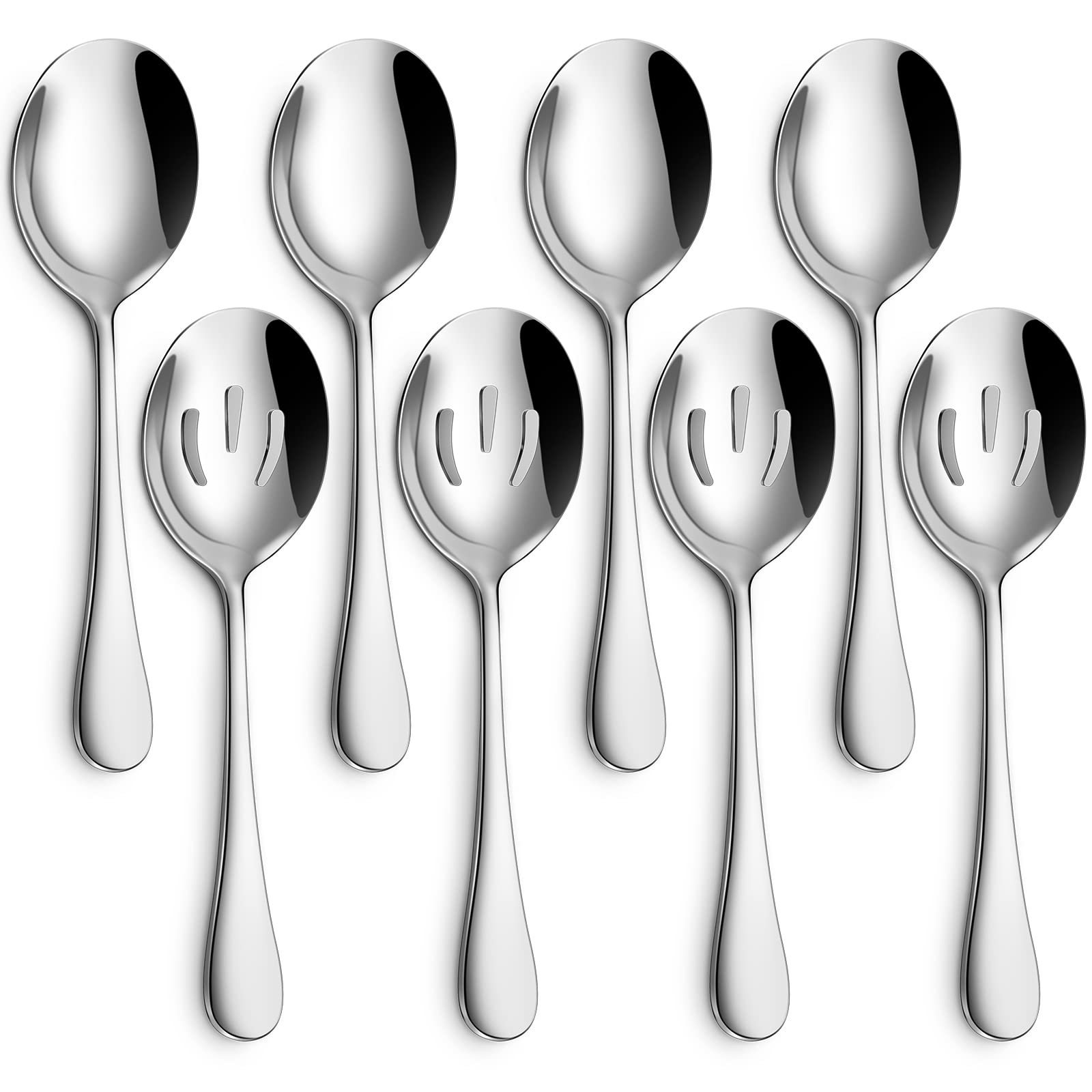 Hiware 8-Piece Serving Set four serving spoons and four slotted spoons