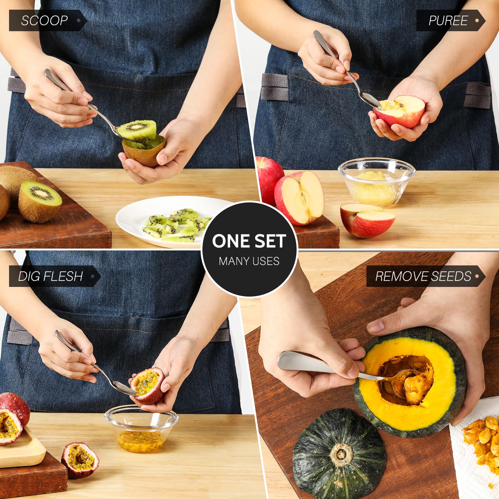 Hiware 4-piece grapefruit spoons knife kit image