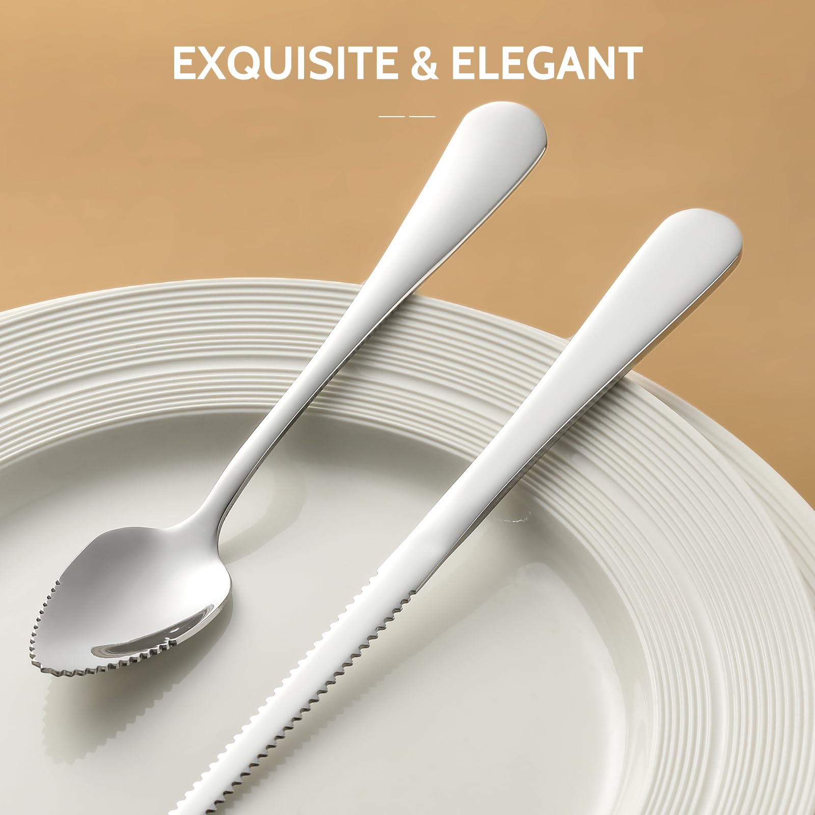 Hiware mirrored finish grapefruit spoons