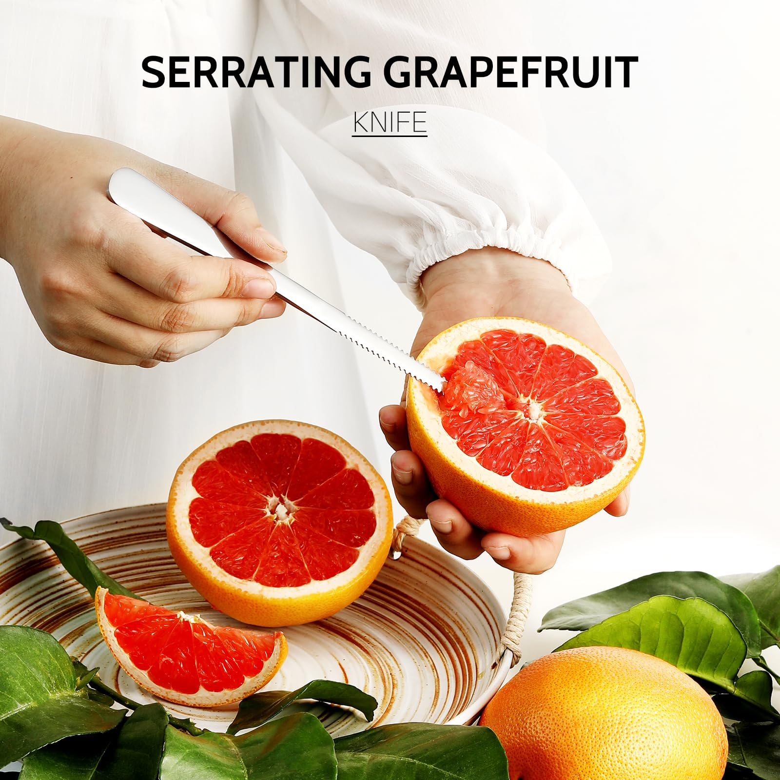 Hiware grapefruit spoons serrated design for quick sectioning