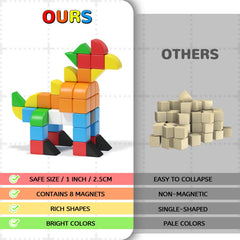 Child building 2D patterns and 3D structures with magnetic blocks