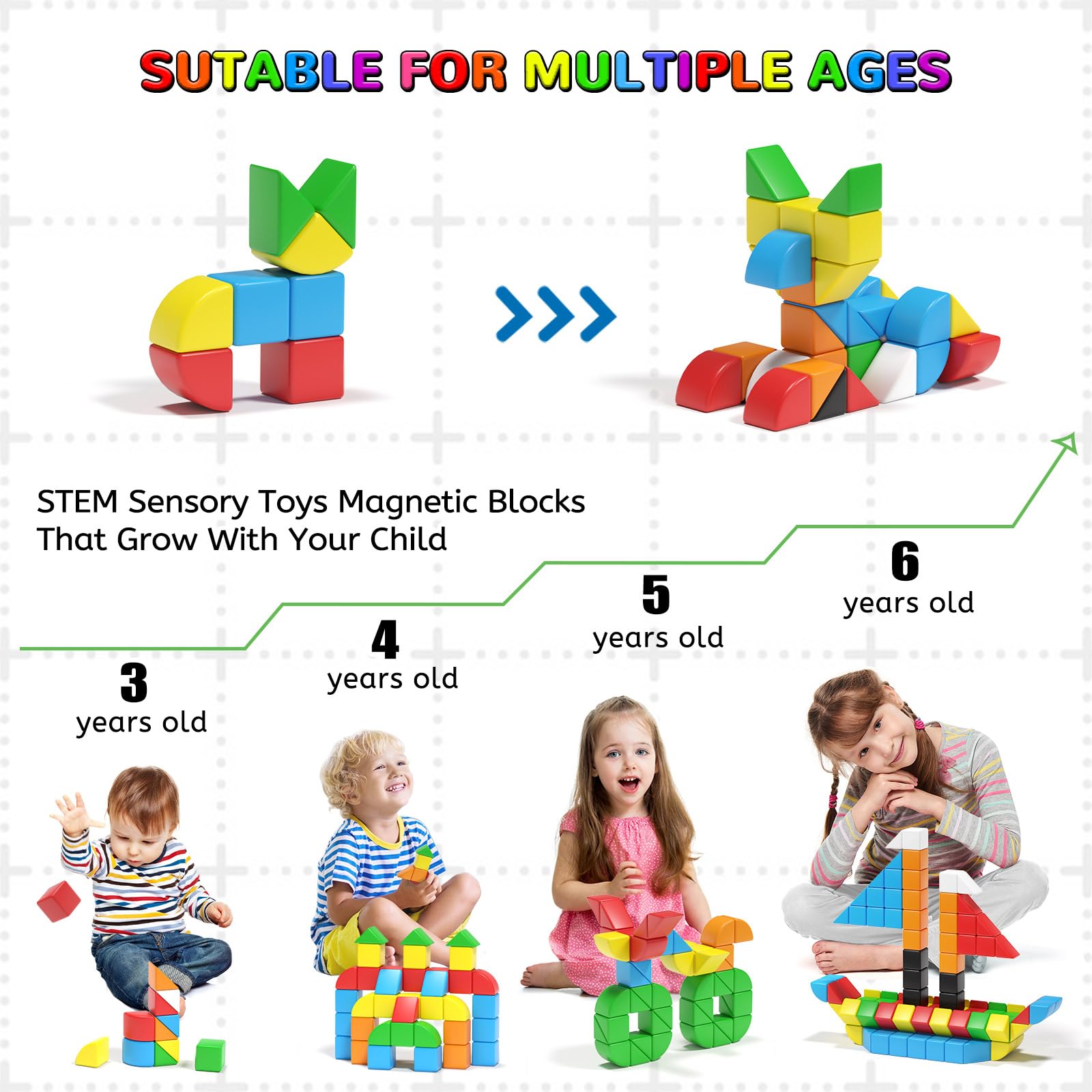 Close-up of non-toxic ABS plastic blocks with rounded edges