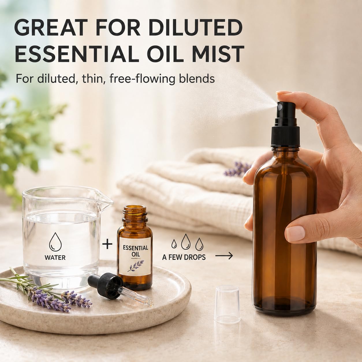 4oz amber glass spray bottle travel and home use