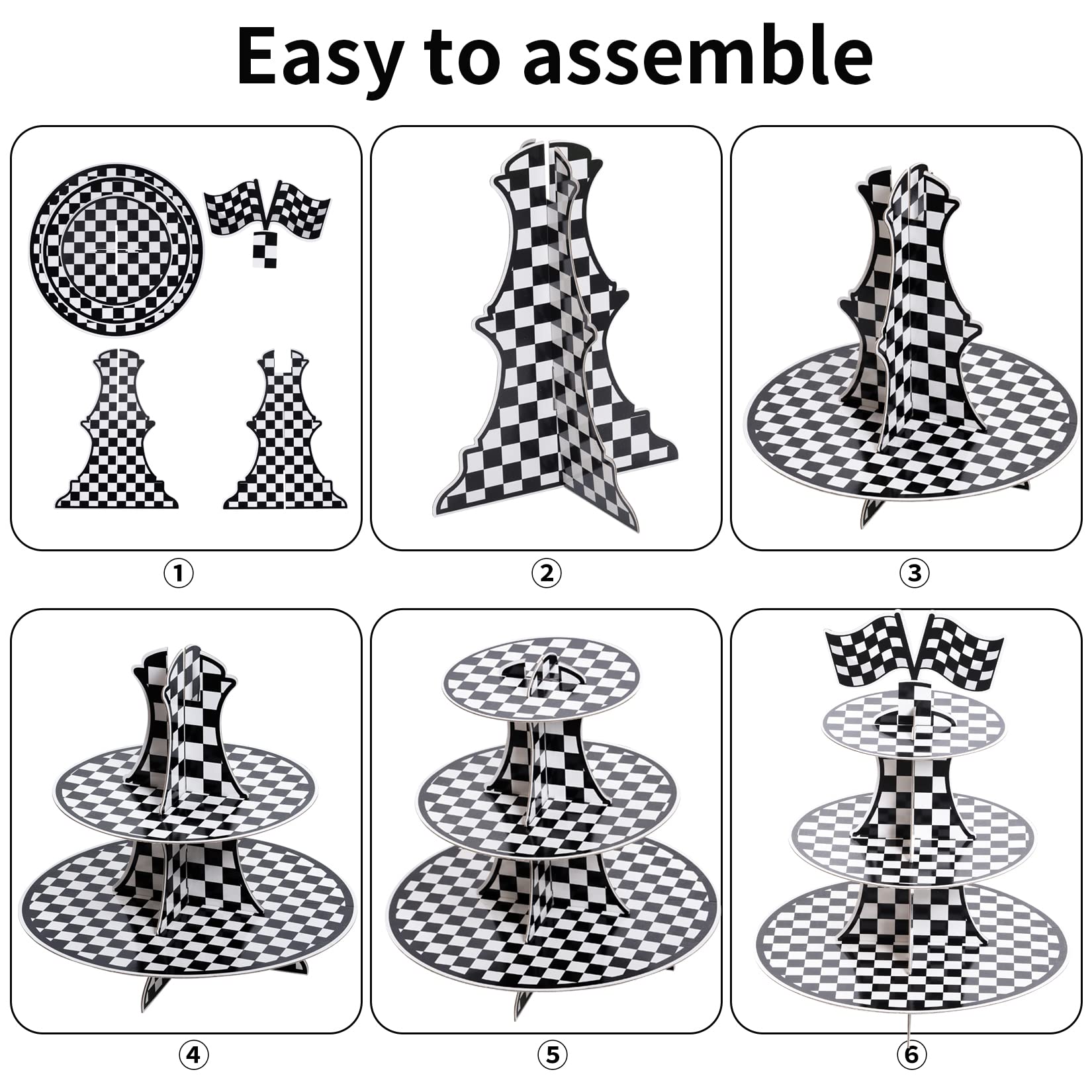 Black and white checkered car party decorations packaging image