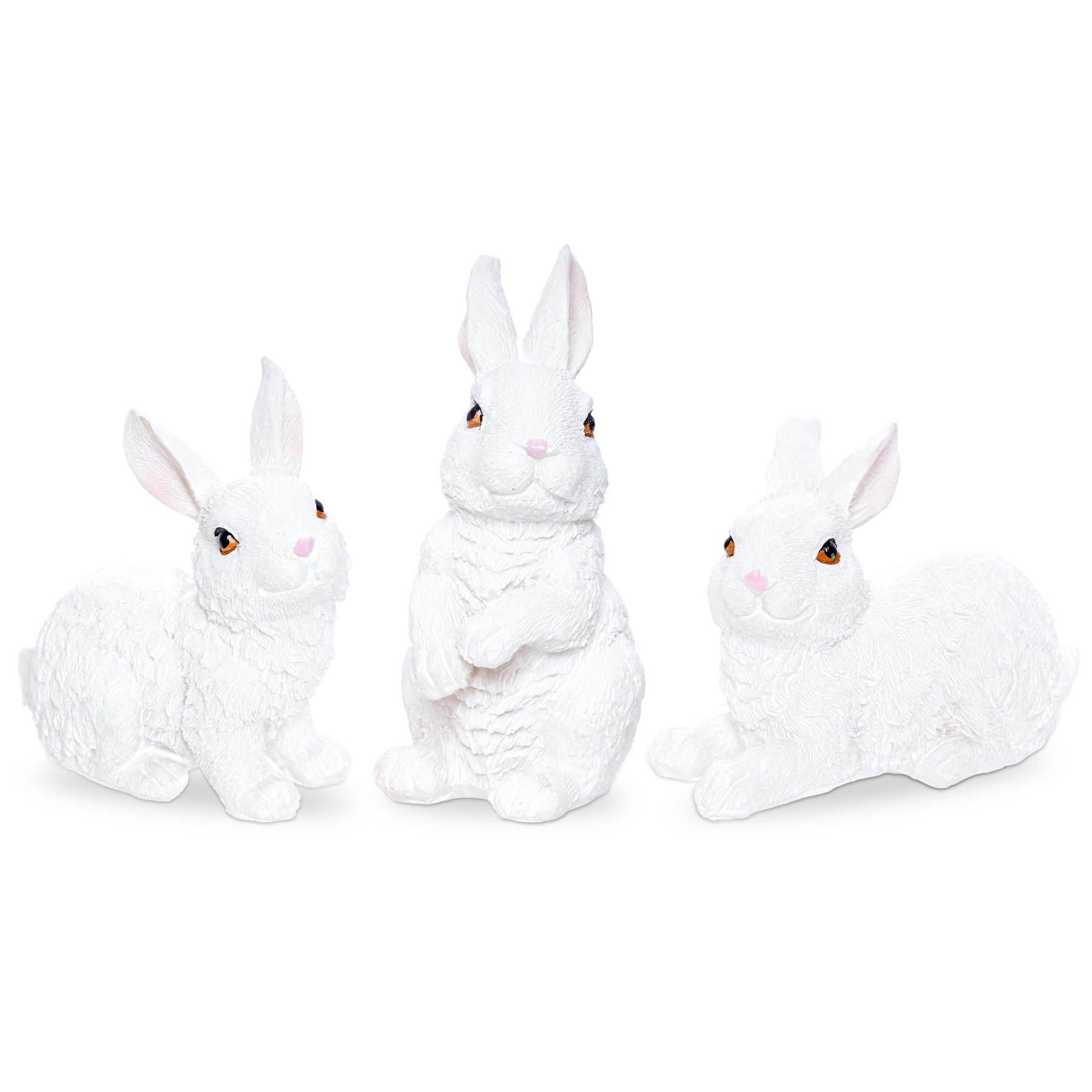 Hmxpls 3 Pcs Easter Rabbit Figurines set of three antique finish bunnies for table garden