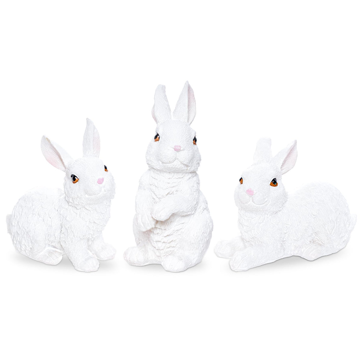 Hmxpls 3 Pcs Easter Rabbit Figurines set of three antique finish bunnies for table garden