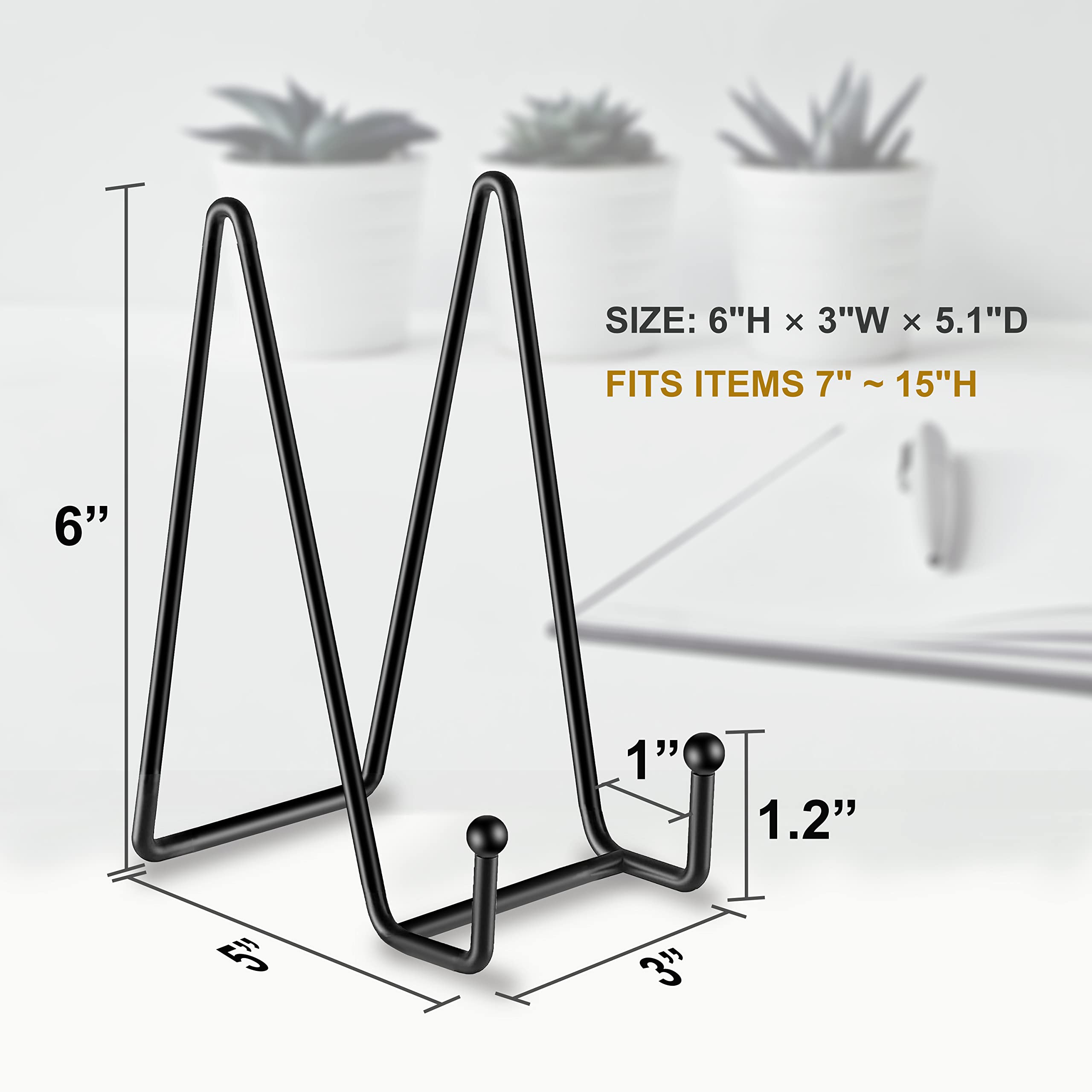 Matte black iron plate easel by Hoewina