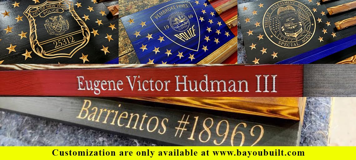 Ready to hang wall display for military police and first responders