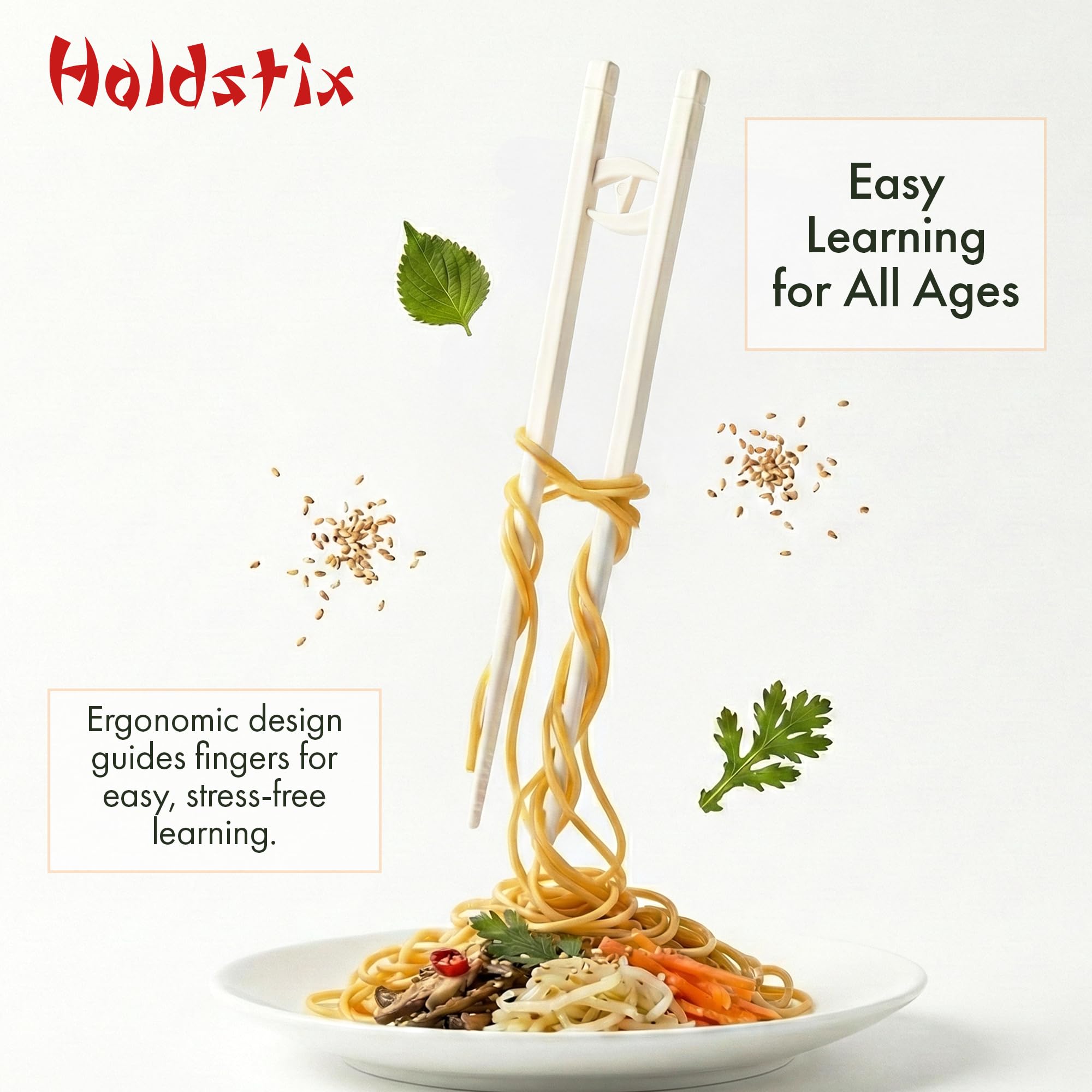 Beginner friendly chopsticks with built in helper