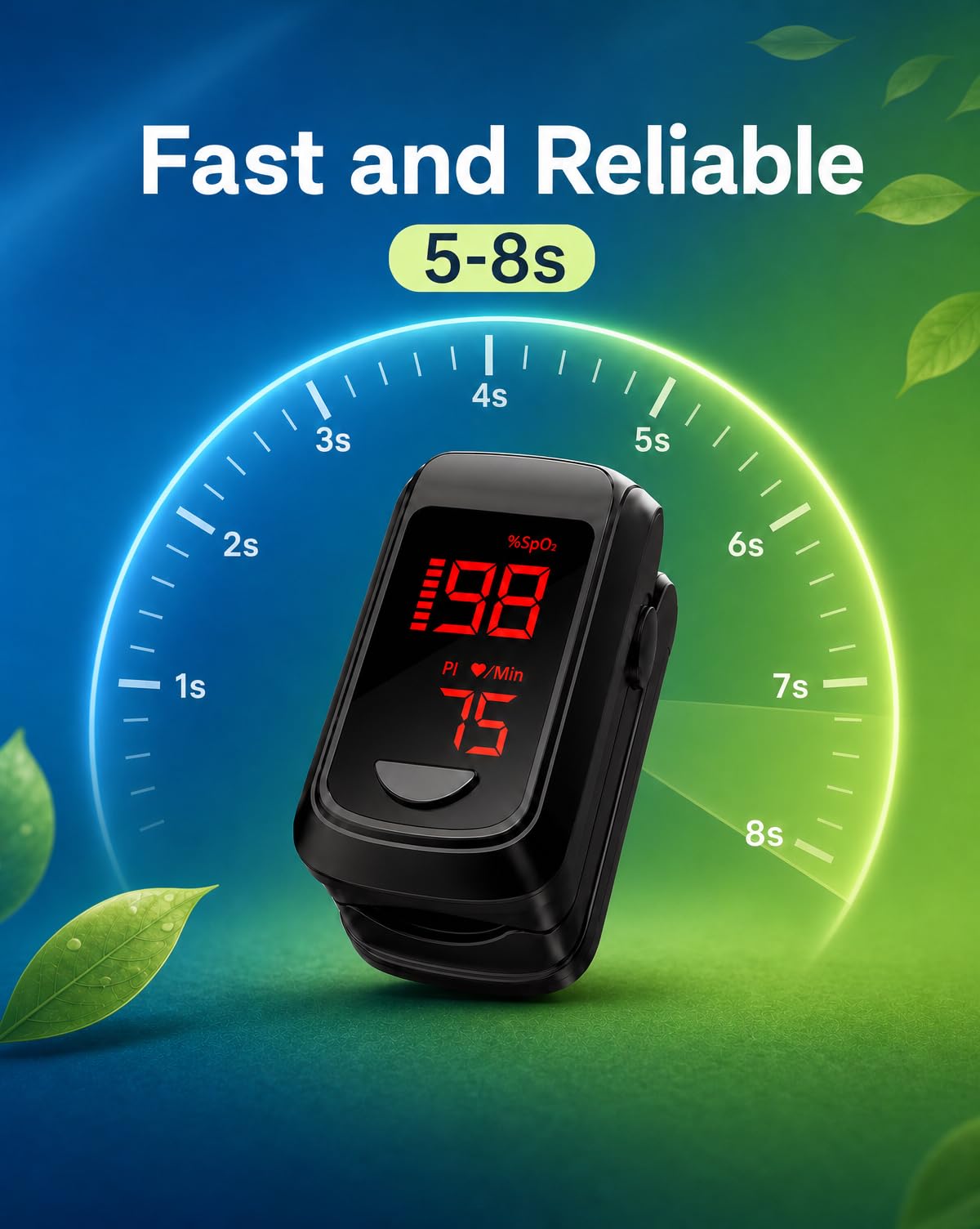 Compact pocket-size HOLFENRY Fingertip oximeter with lanyard