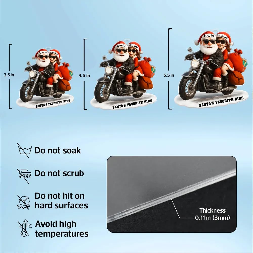Holiday decor accessory featuring biker Santa ornament