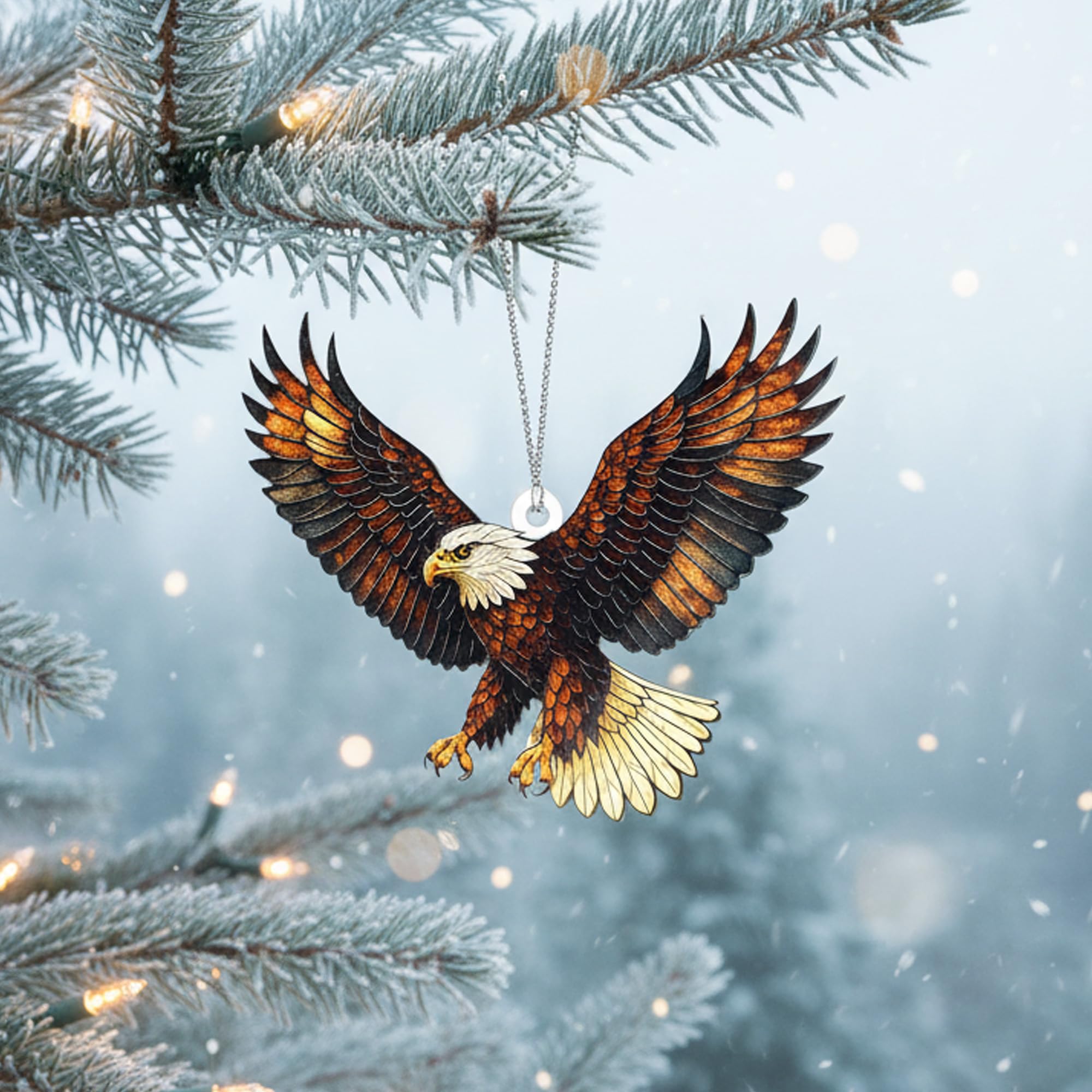 holiday decor eagle ornament with story card