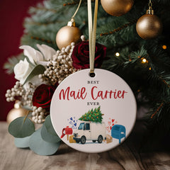 Holiday delivery truck ornament for mail carrier display