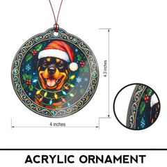 Holiday dog decor ornament with Santa hat design