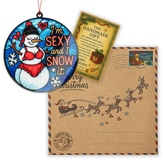 Holiday gag gift included with ornament packaging