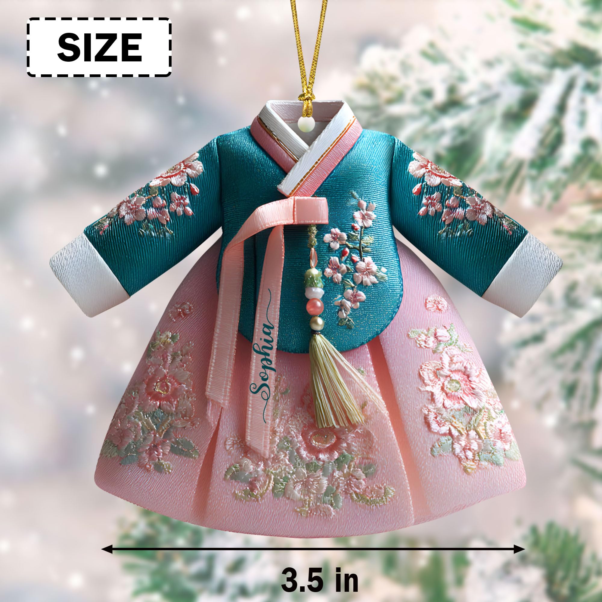 Holiday home decor accent Korean hanbok ornament