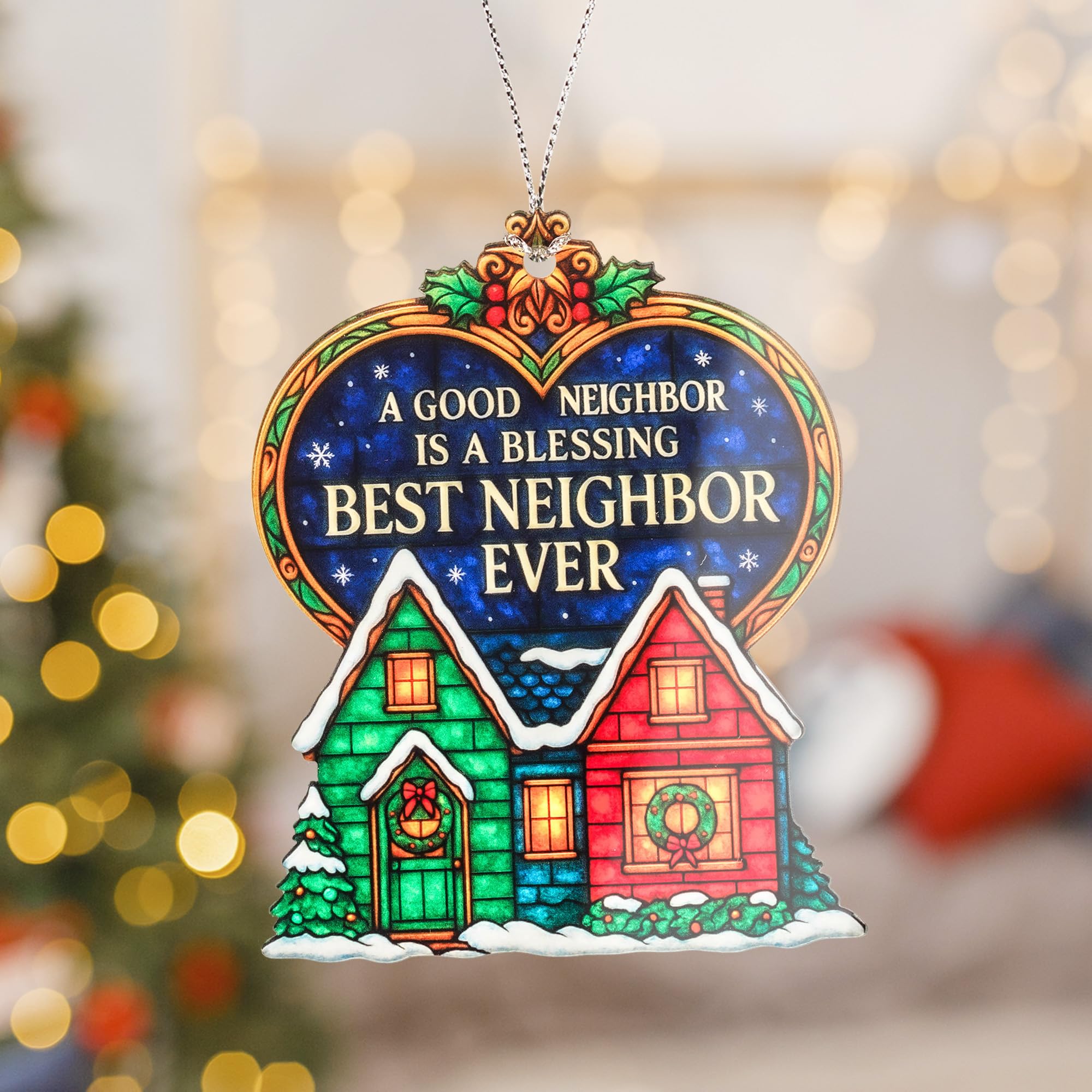 Story card included with gifting Best Neighbor Ever Ornament