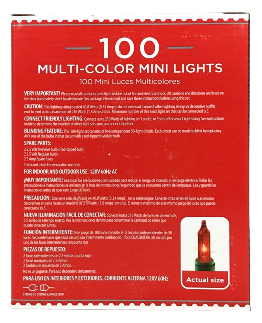Holiday Time multi-color mini lights two-pack front view