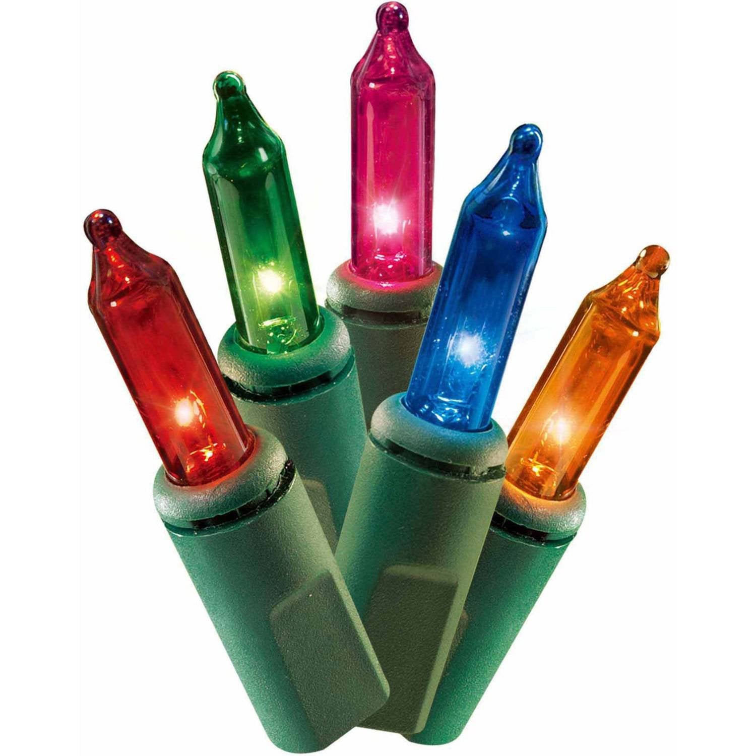 Two strands of 150 multicolor incandescent lights Holiday Time green wire