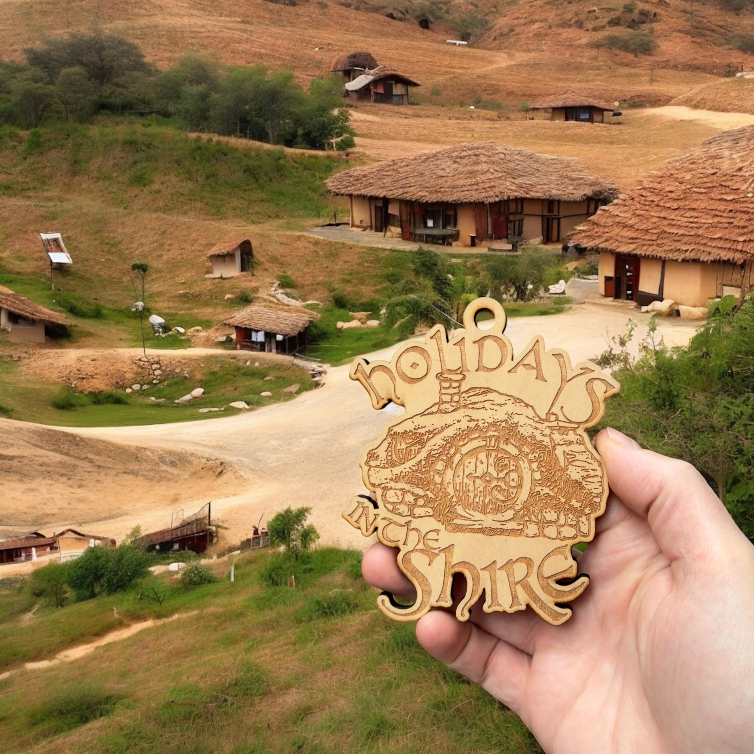 Holidays in the Shire ornament rustic wood