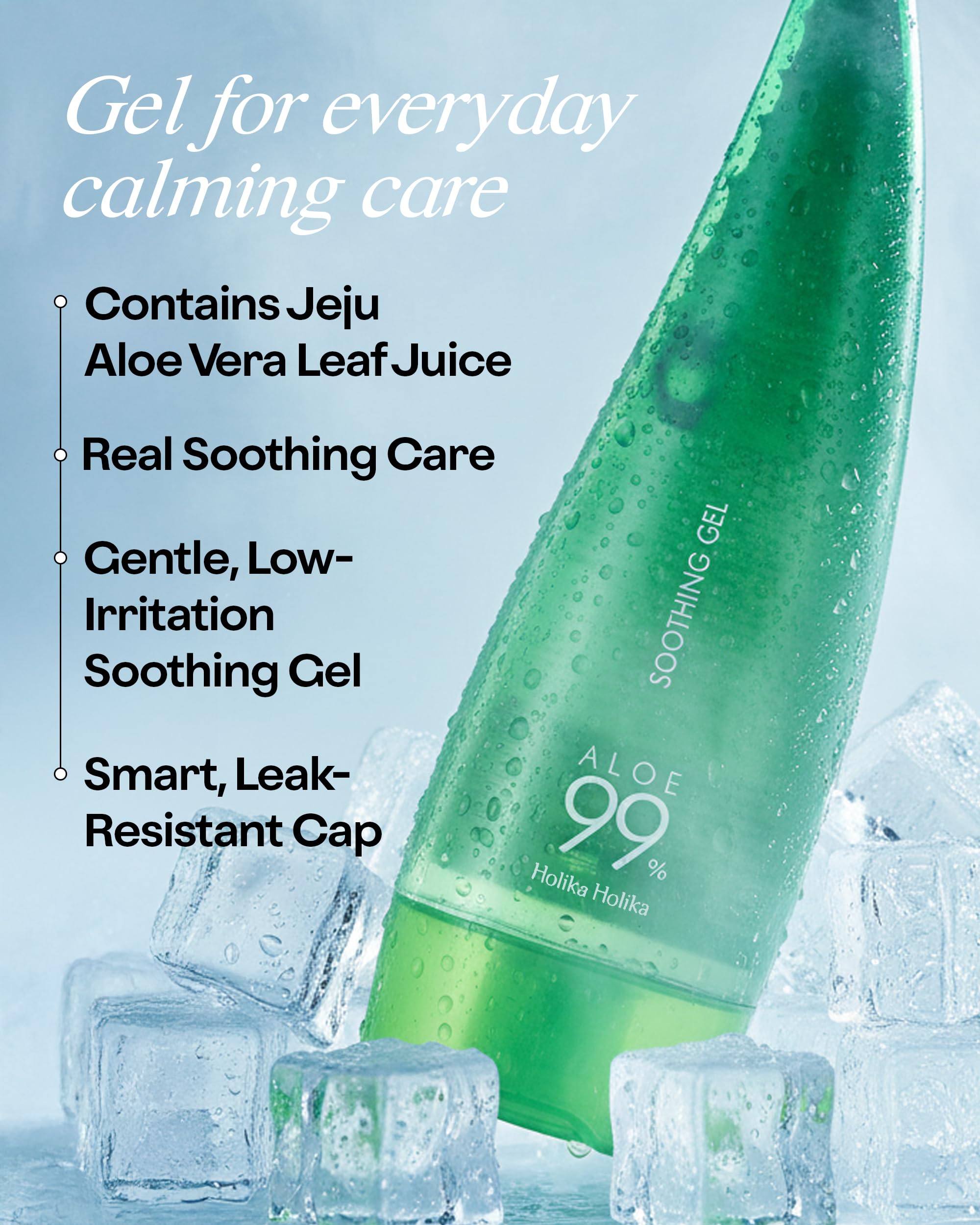 Packaging of Holika Holika Aloe 99% soothing gel 8.5 oz