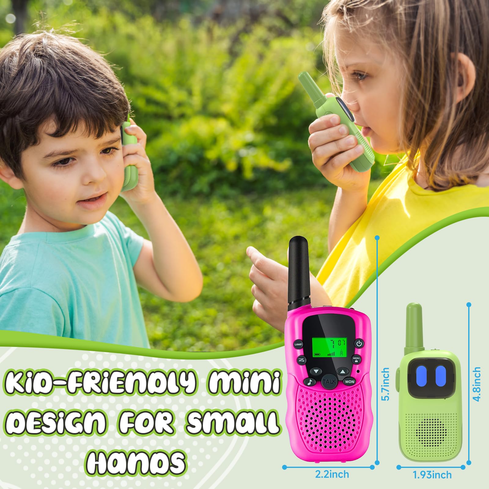 Holiky outdoor walkie talkies for kids ages 3 and up 2-pack