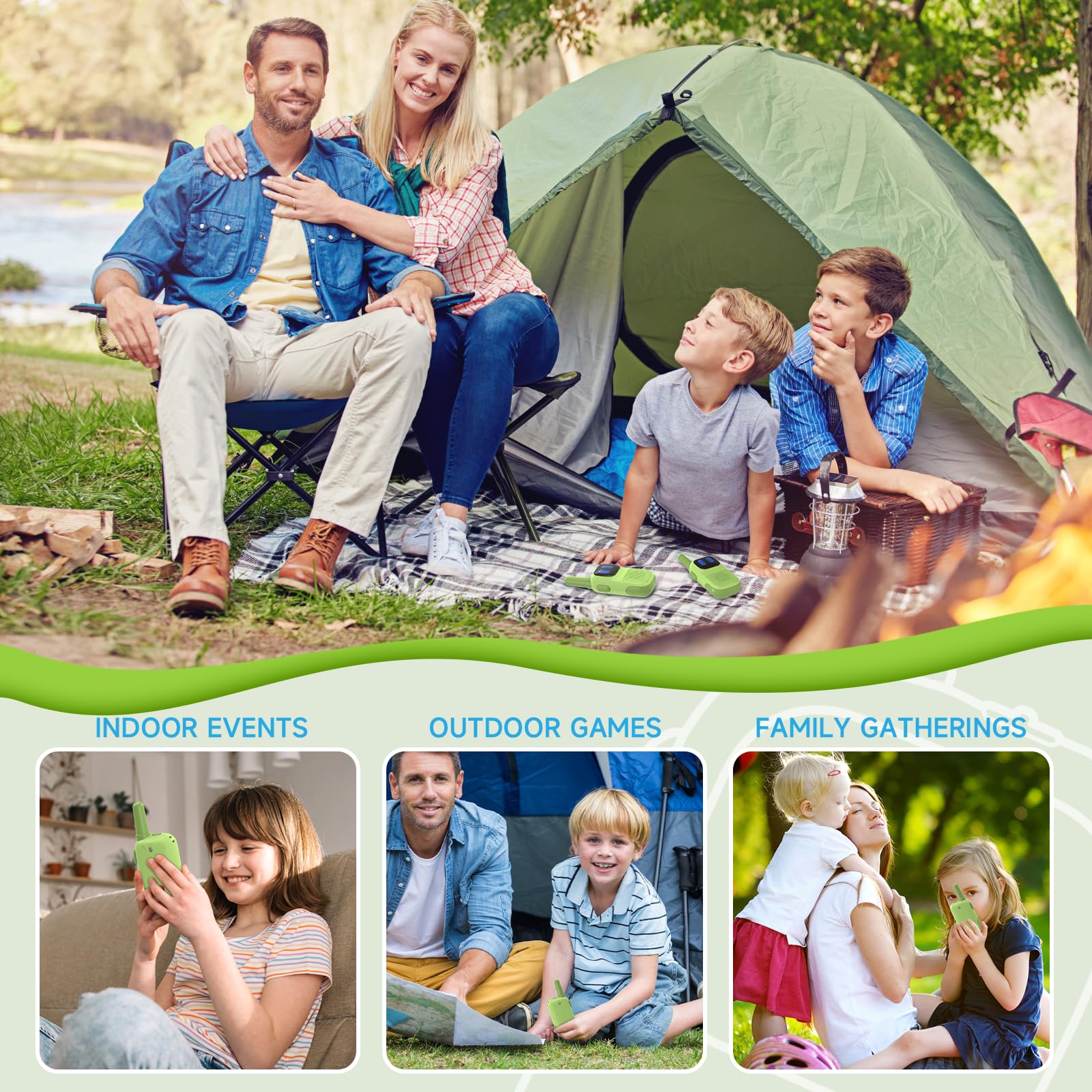 Holiky kids walkie talkies for camping hiking outdoor play