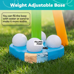 Adjustable tee height range 12 to 32 inches with five tubes