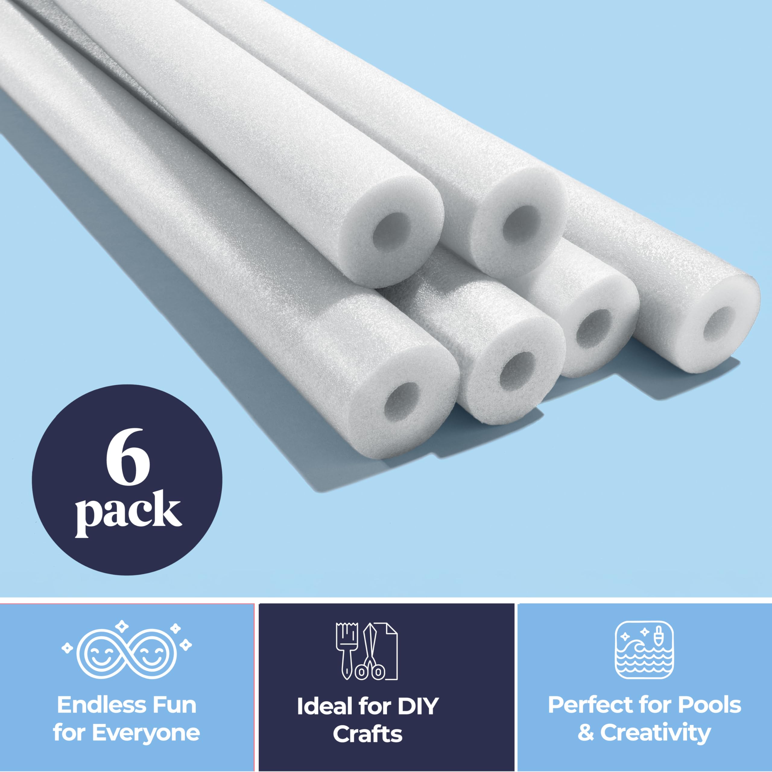 Safe white pool noodle design suitable for crafts