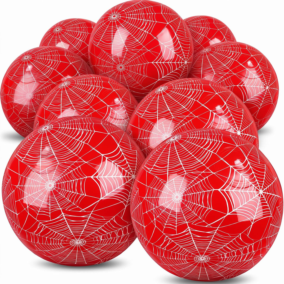 Hollowfly 12 pack spider web beach balls 7.87 inch diameter