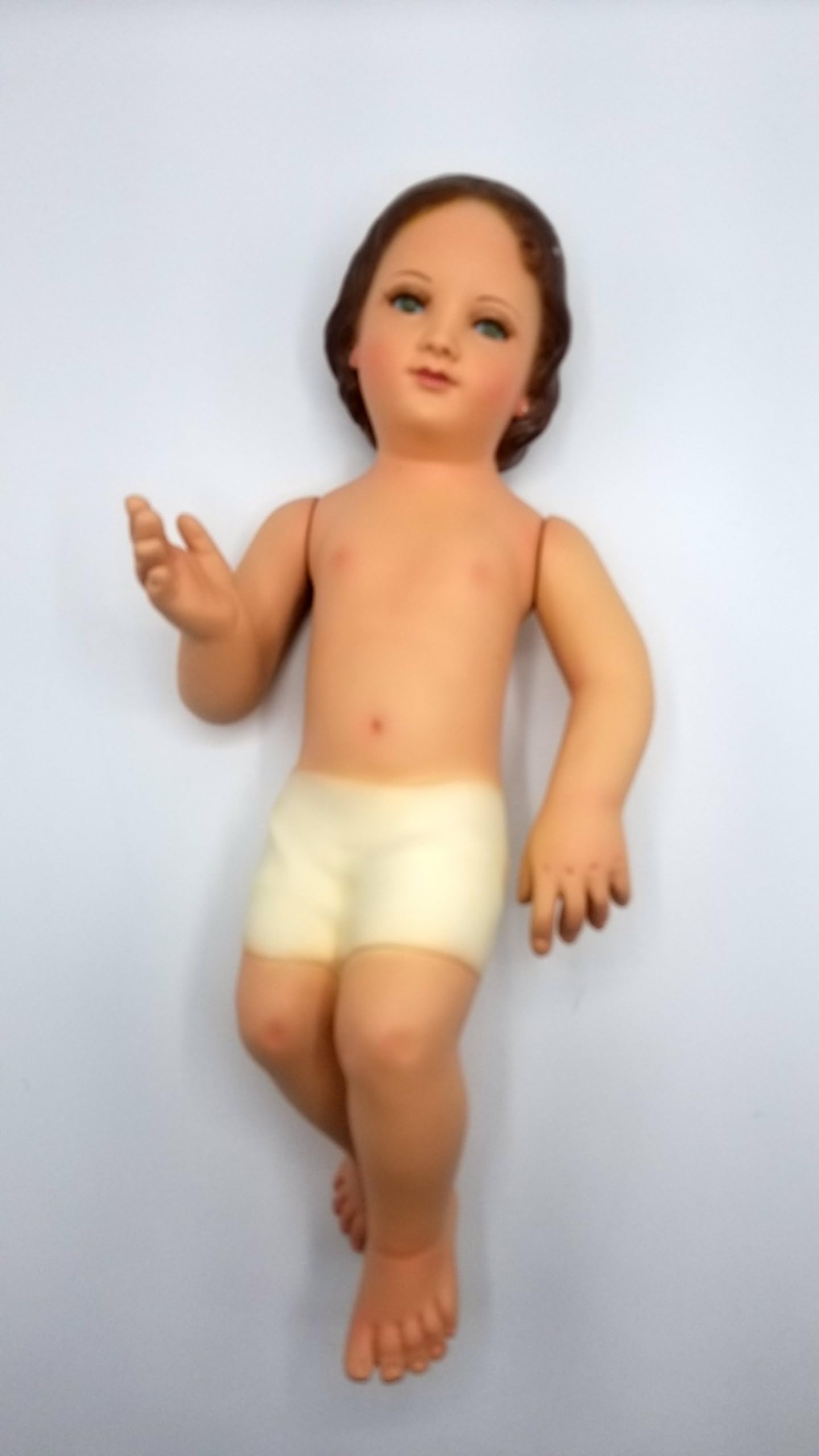 Hand painted Holy Infant Mary ceramic figurine close up