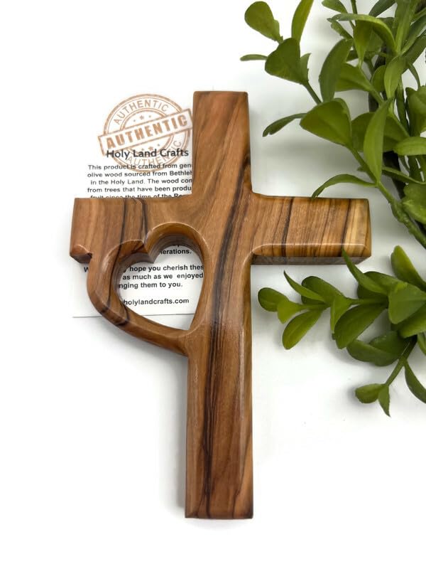 One-piece Bethlehem olive wood cross for wall decor