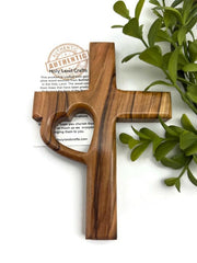 One-piece Bethlehem olive wood cross for wall decor