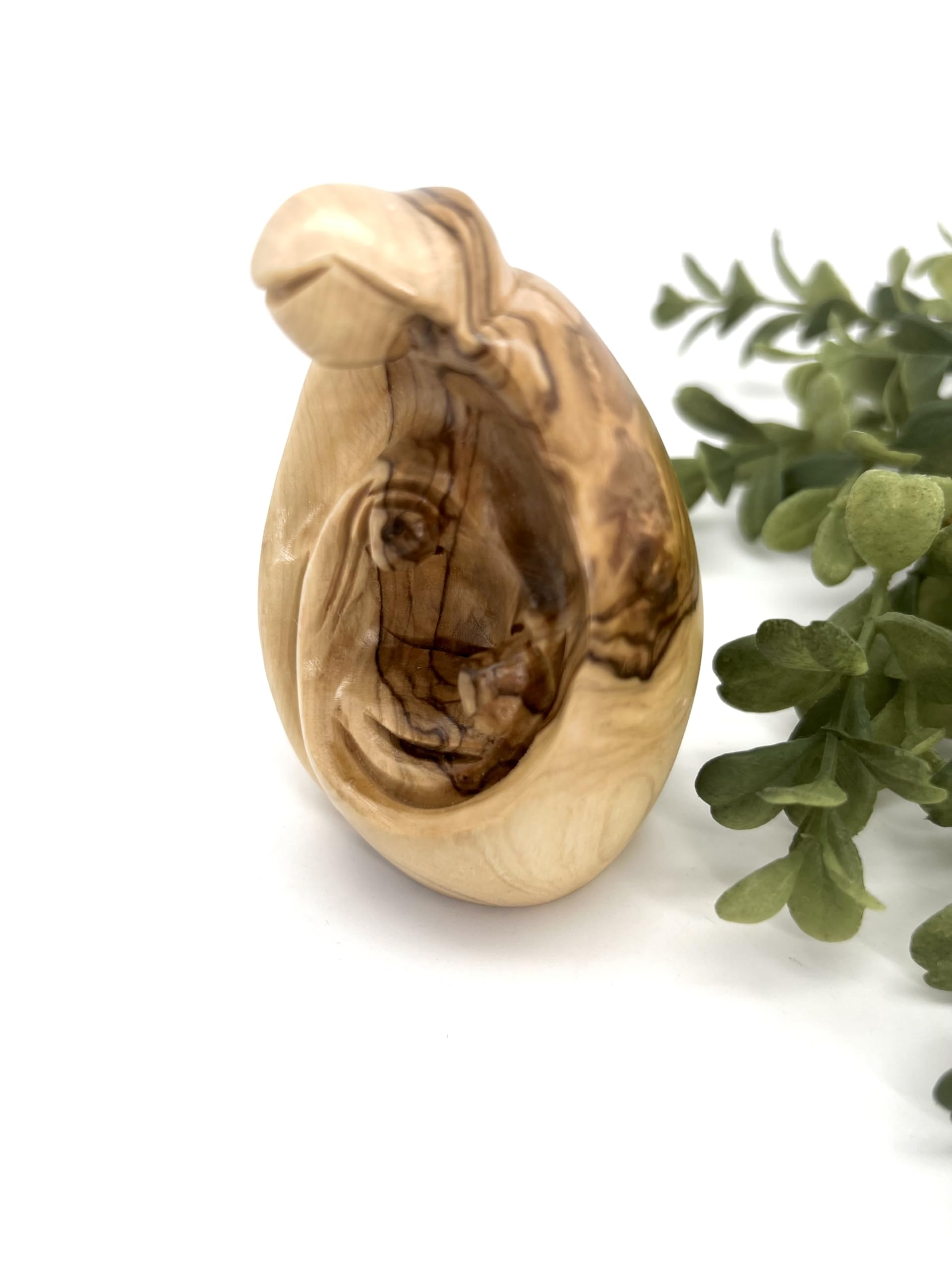 Holy Land olive wood holy family statue close up