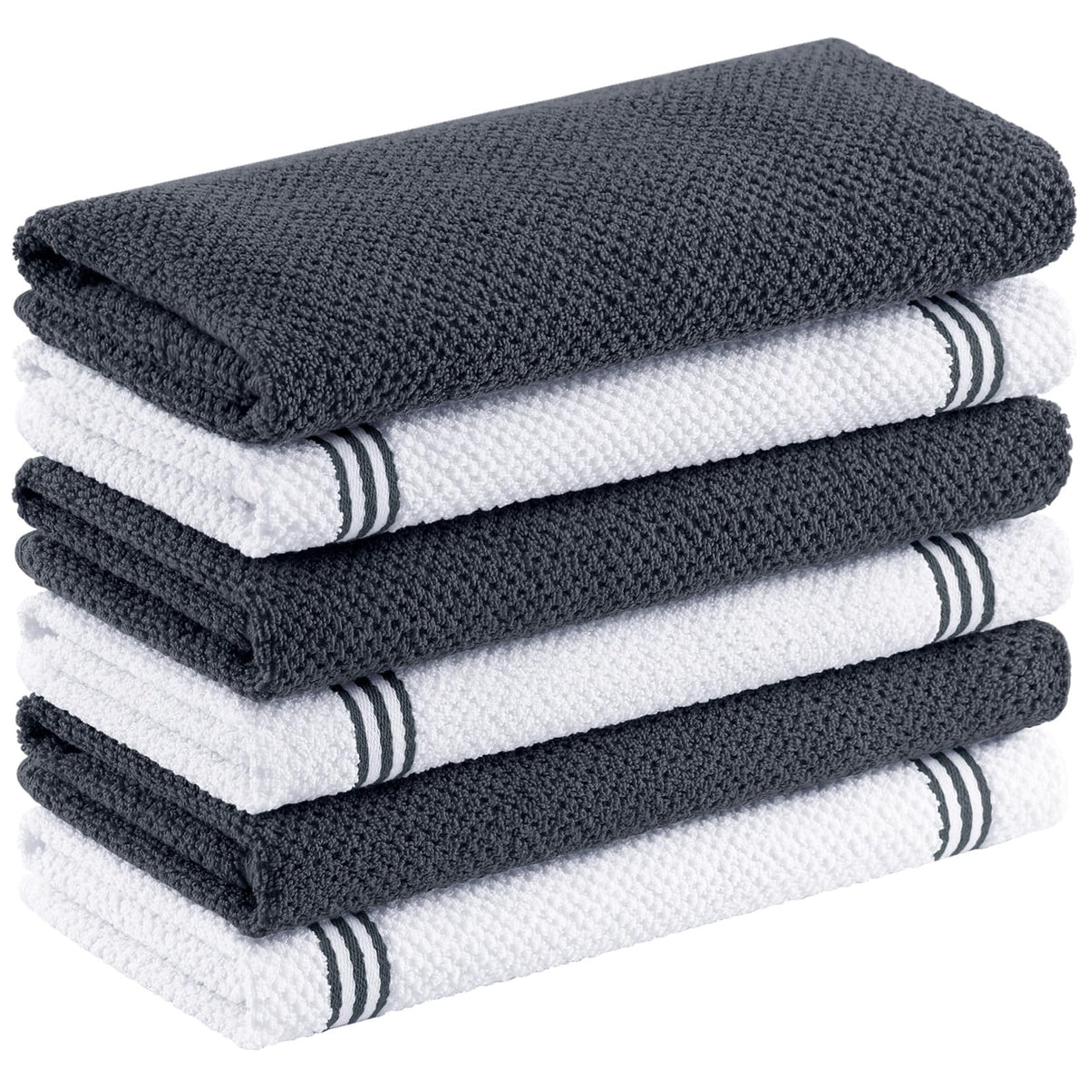 Homaxy kitchen towels 16x26 dark grey 6 pack