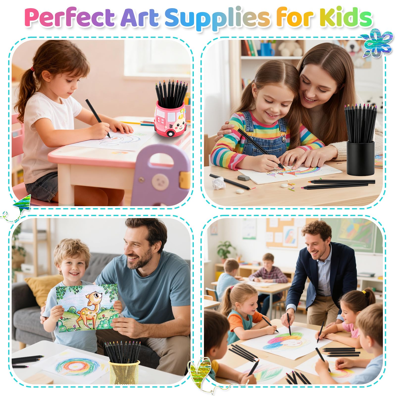 Home art kits pencils for coloring and drawing