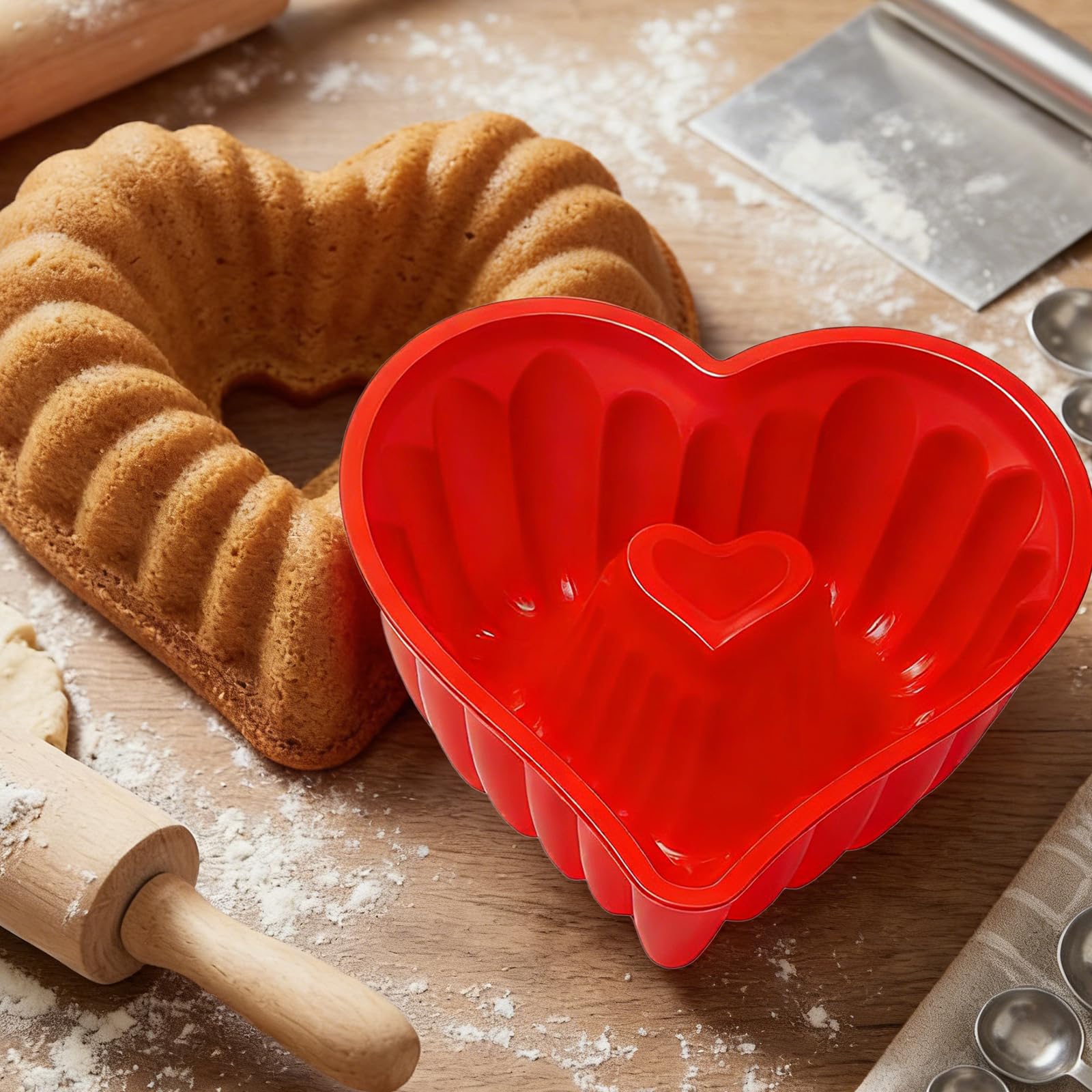 heart fluted silicone pan set for cakes brownies shuielai