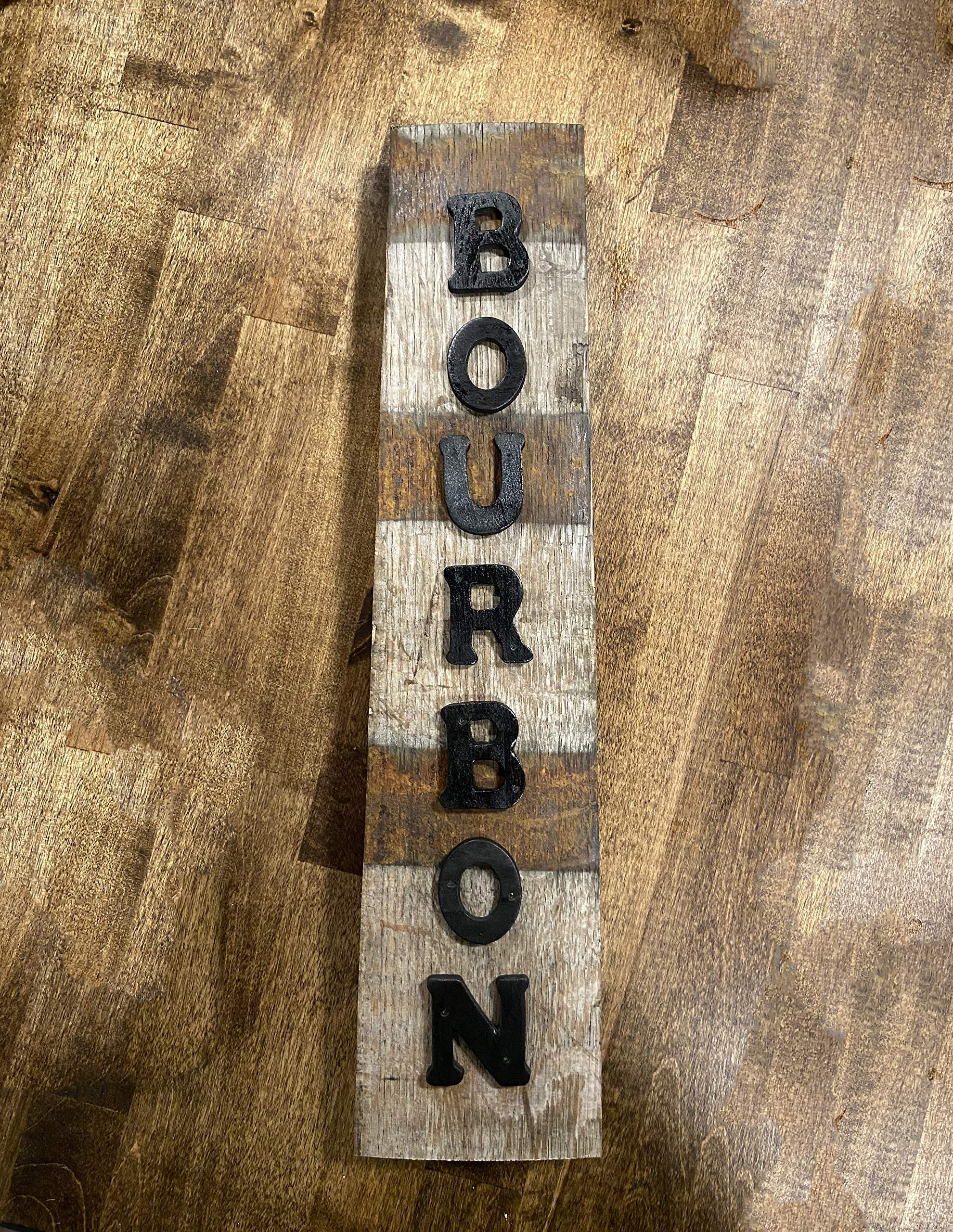 Ready to hang wall sign crafted from reclaimed oak bourbon stave
