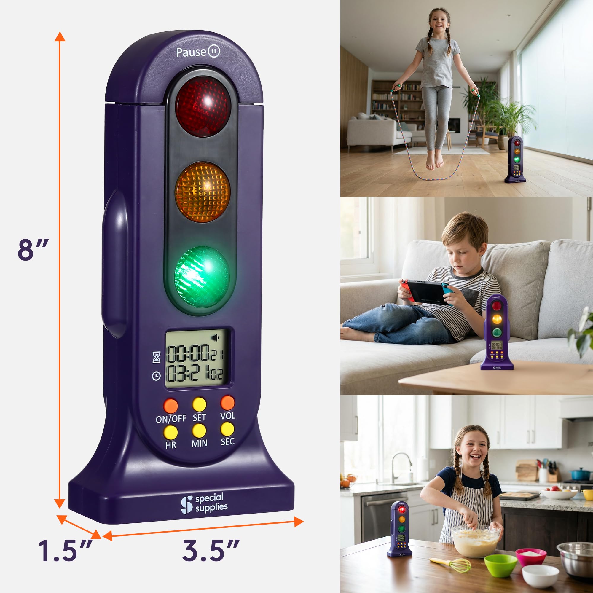 Home and classroom stoplight timer in use