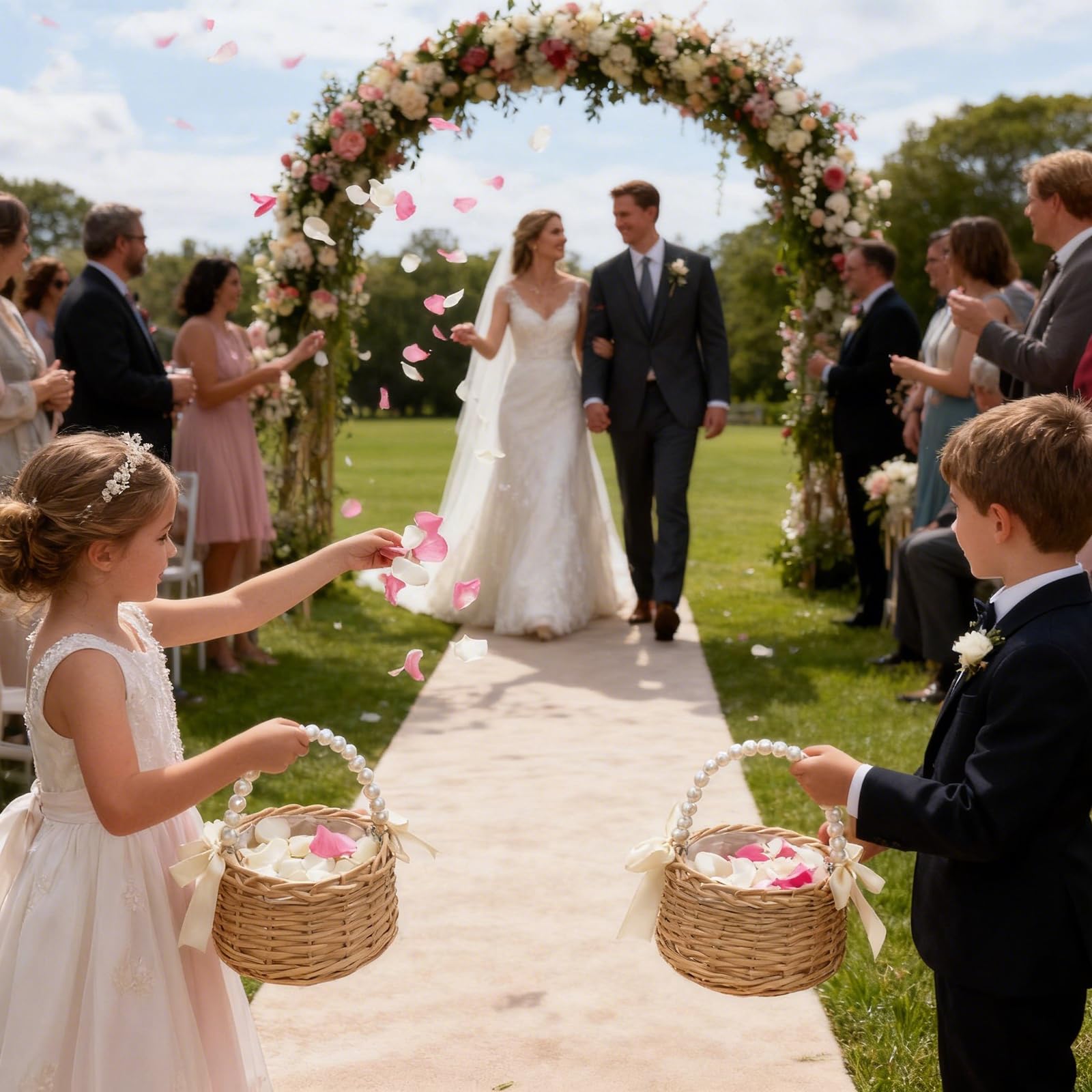 Multi use flower girl basket for wedding and home decor