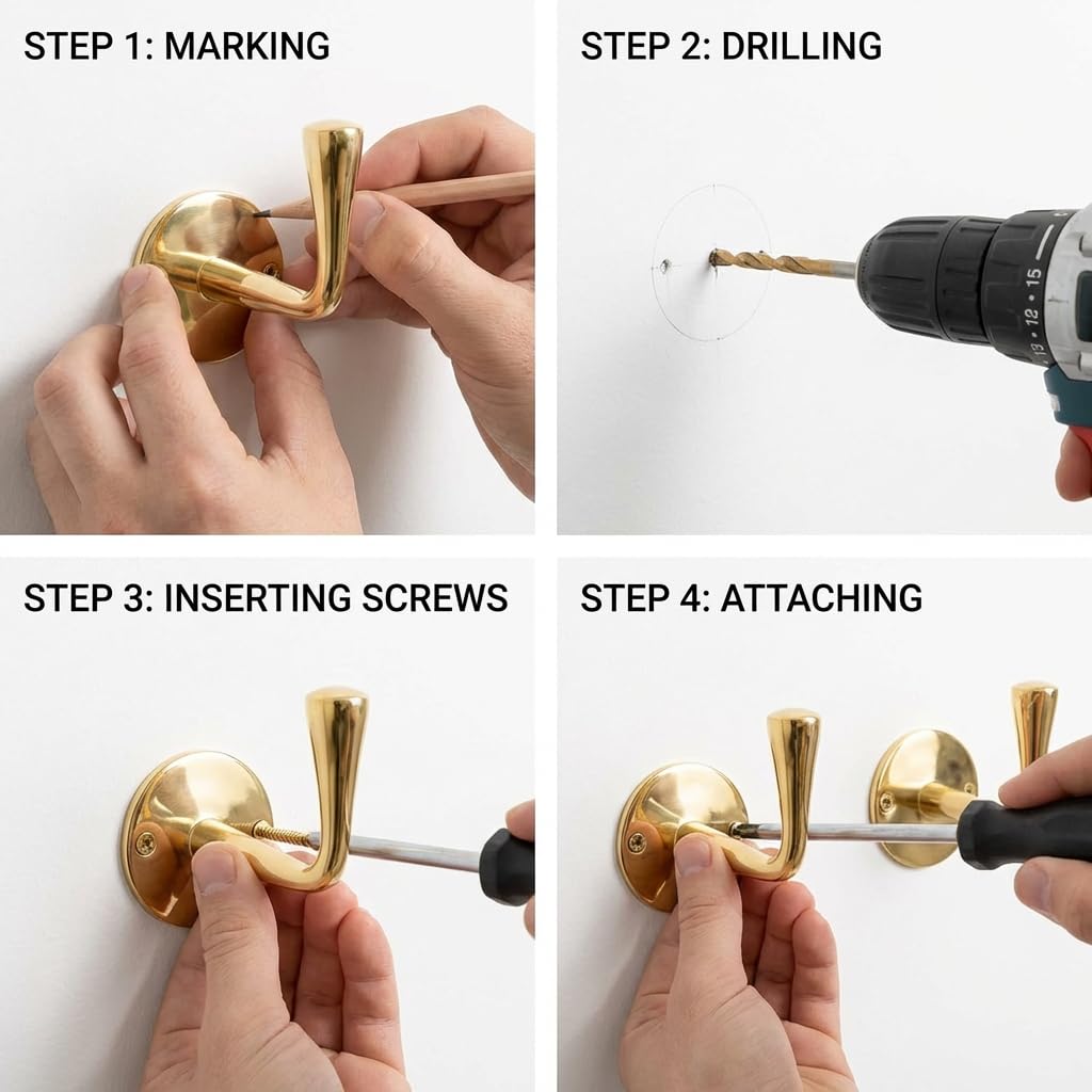 Home decor brass wall hooks suitable for entryway