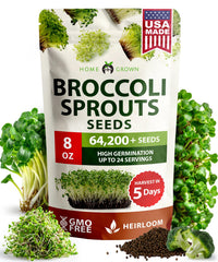 Home Grown broccoli seeds label on packaging