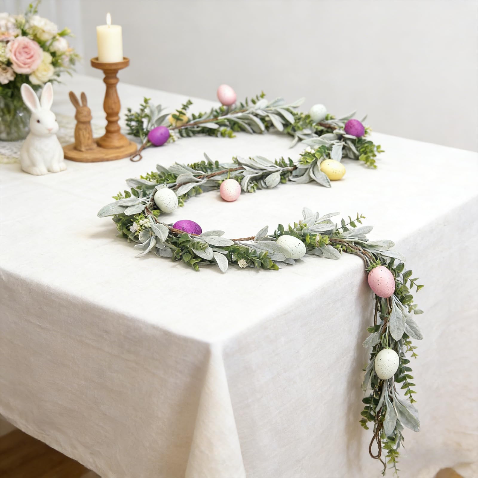 Ready-to-use Easter decor with lights and eggs for home
