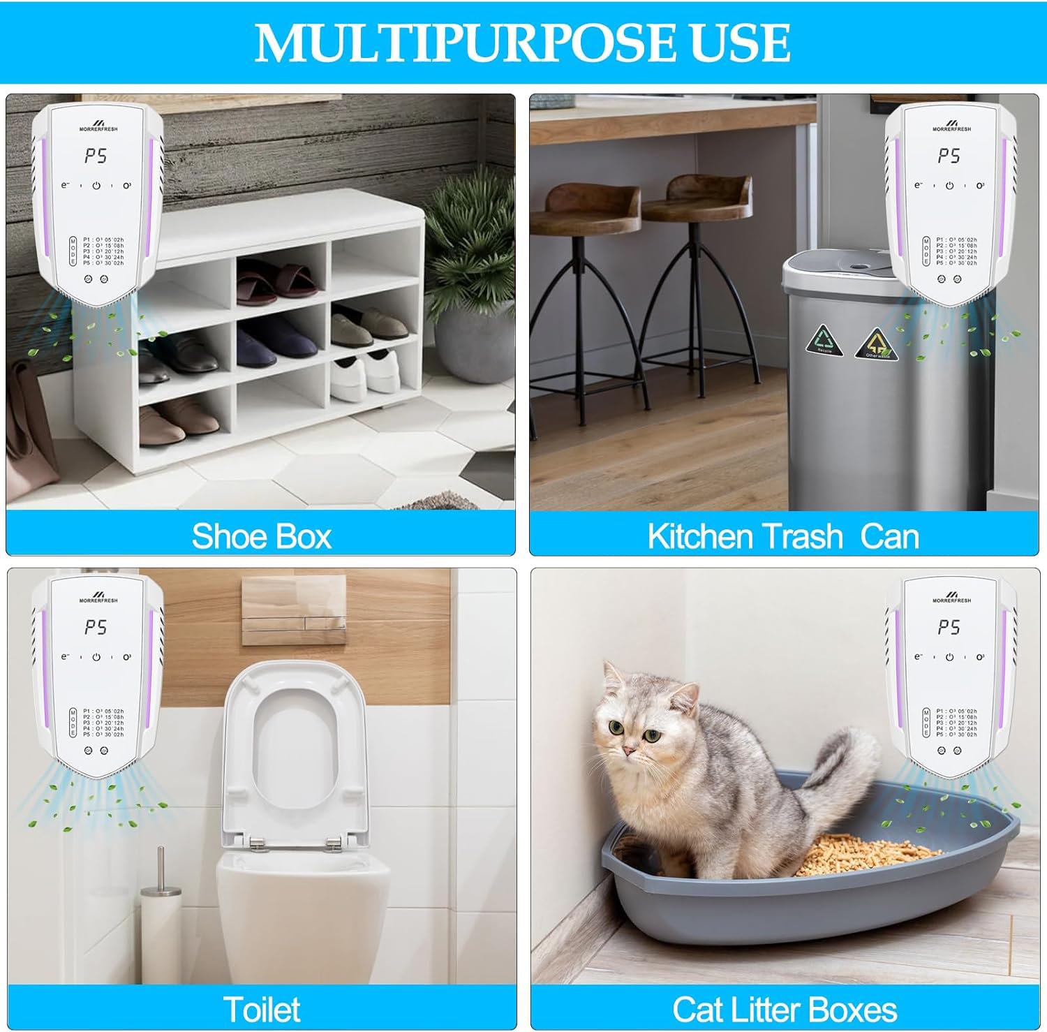 Pet odor removal device in closet or wardrobe area