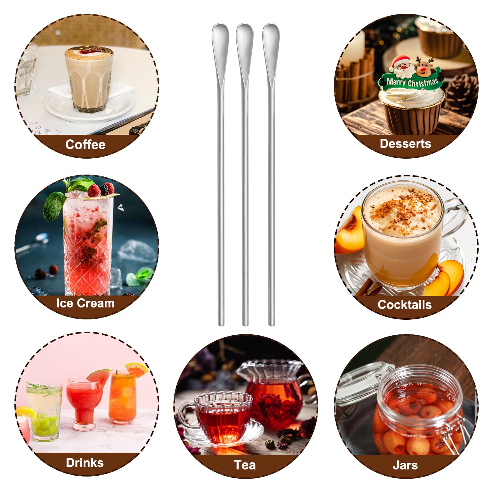 Stainless steel coffee spoons for cafe bar travel use