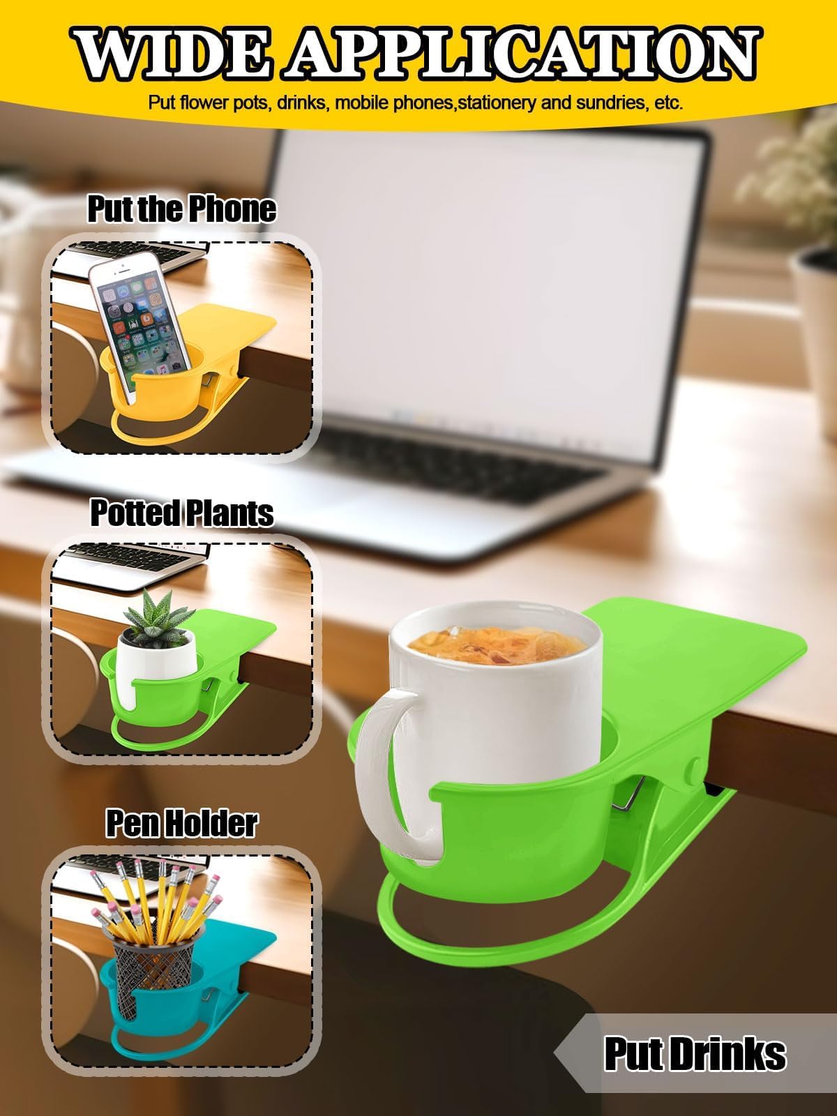 Home office cup holder clip on desk